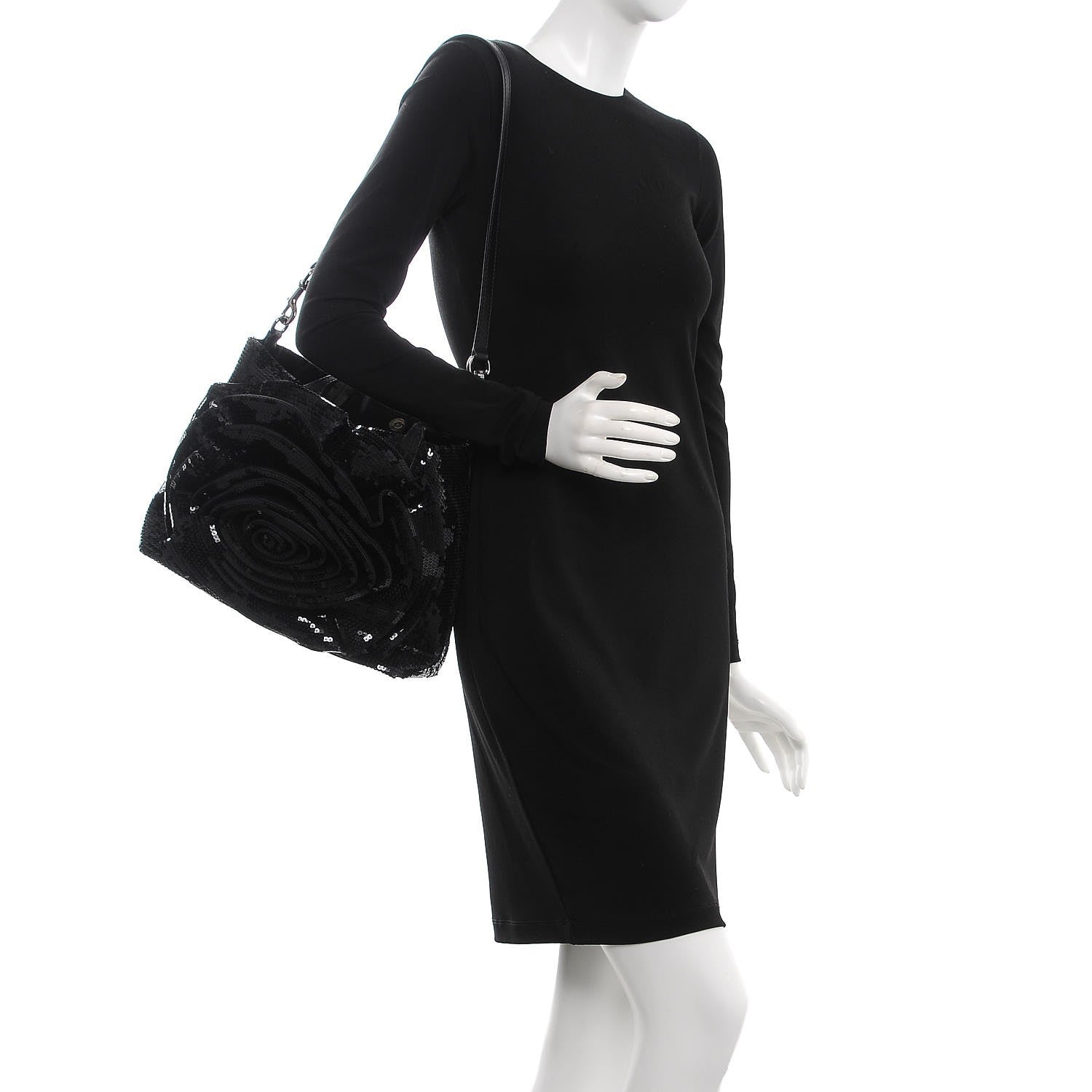 Valentino Garavani Sequin Petale Tote Black 3 of 8