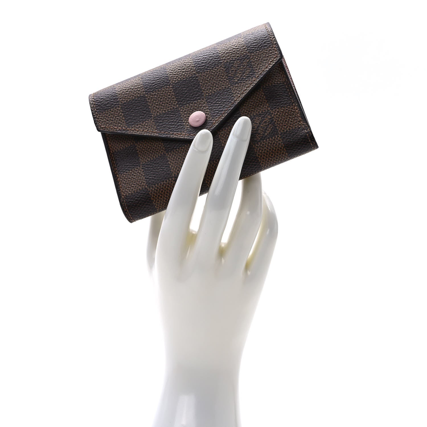 Louis Vuitton Damier Ebene Victorine Wallet Rose Ballerine 2 of 9