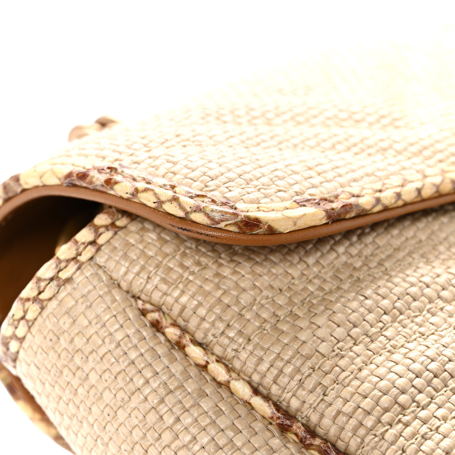 Gucci Raffia Elaphe Matelasse Small GG Marmont Shoulder Bag Natural Cream Brown 12 of 14