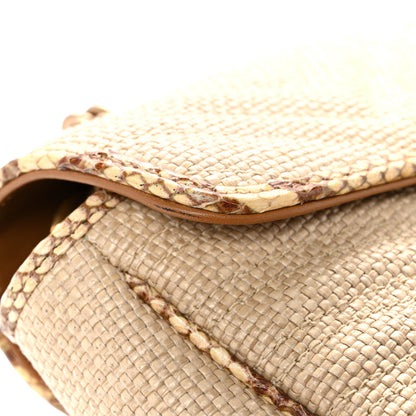 Gucci Raffia Elaphe Matelasse Small GG Marmont Shoulder Bag Natural Cream Brown 12 of 14