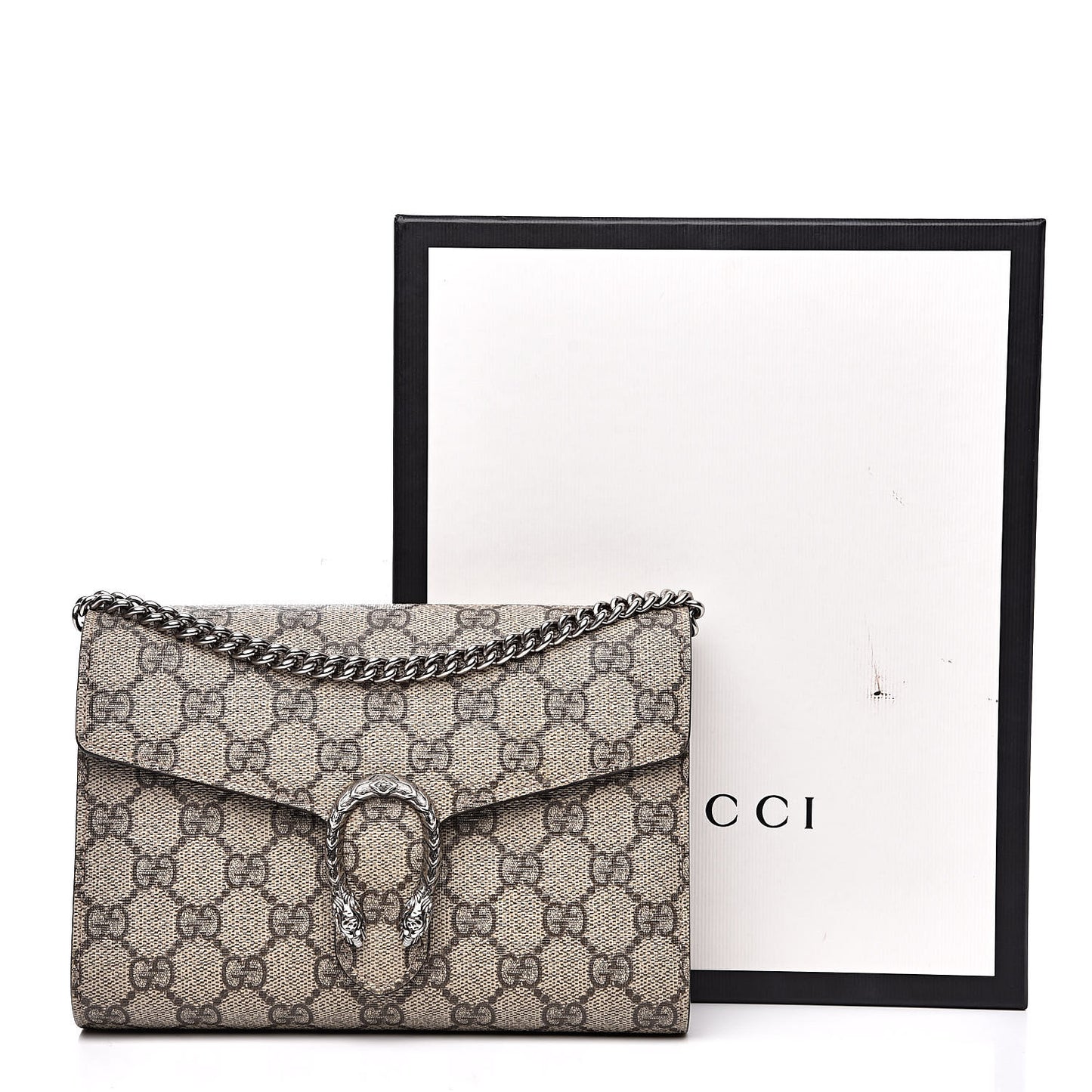 GG Supreme Monogram Mini Dionysus Chain Wallet Beige Taupe