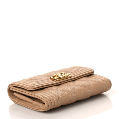 Chanel Caviar Quilted Boy Card Holder Wallet Beige 4 of 10
