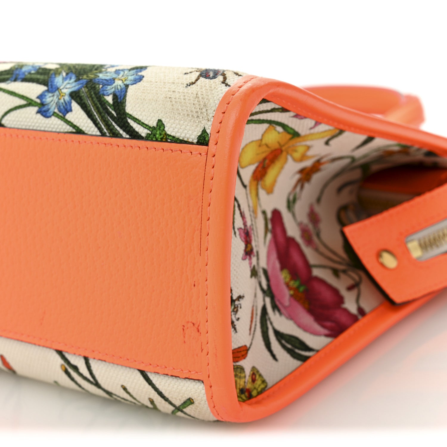 Gucci Canvas Medium Flora Tote White Multicolor Orange Fluo 10 of 11
