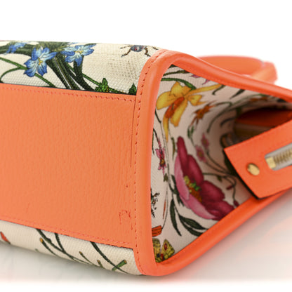 Gucci Canvas Medium Flora Tote White Multicolor Orange Fluo 10 of 11