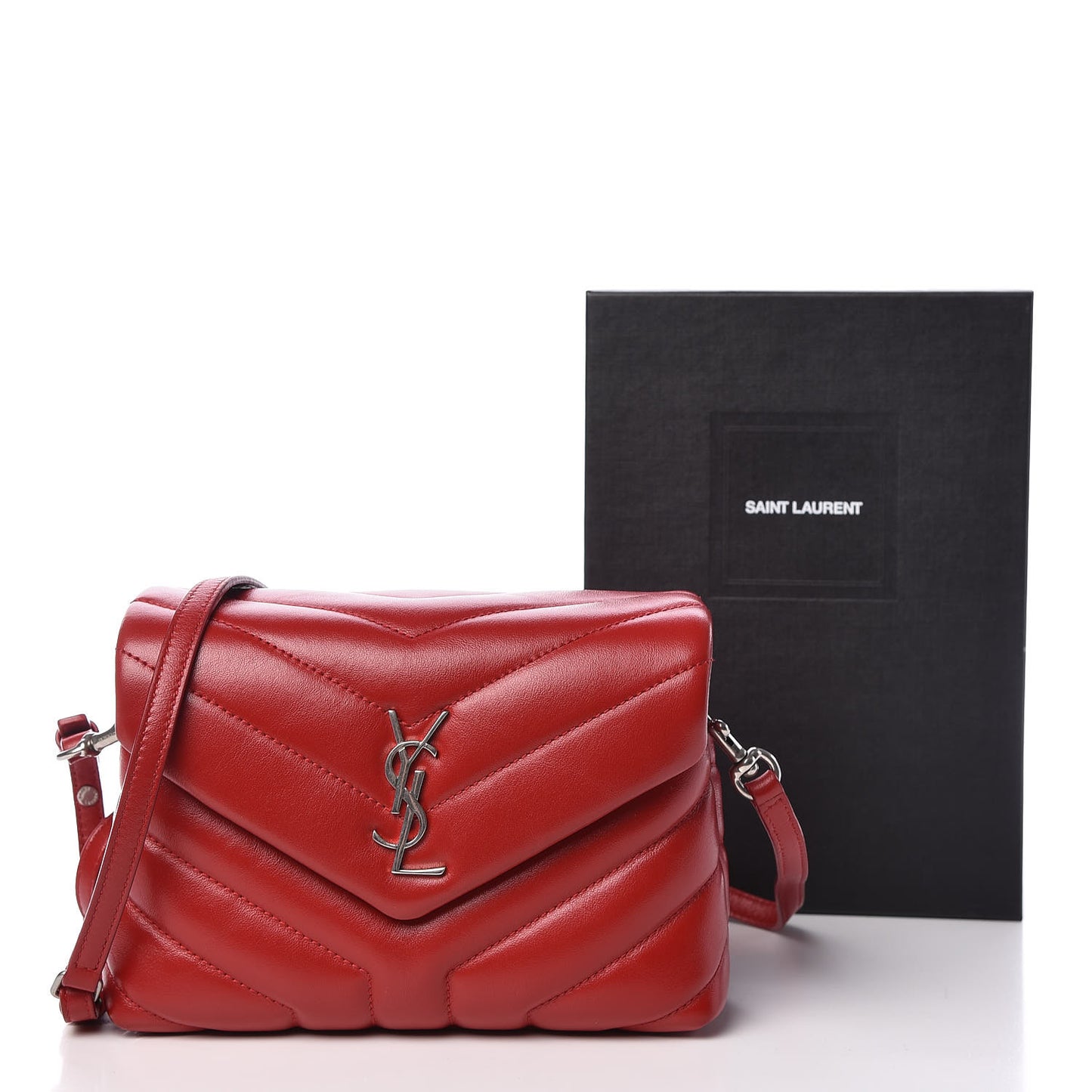 Calfskin Y Quilted Monogram Toy Loulou Crossbody Bag Red