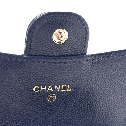 Chanel Caviar Quilted Flap Card Holder Wallet Navy Blue 6 of 9