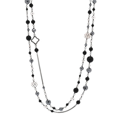David Yurman Sterling Silver Black Onyx Hematine Elements Chain Necklace 1 of 4