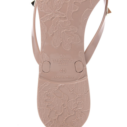 Valentino Garavani PVC Jelly Rockstud Bow Thong Sandals 40 Poudre 6 of 8