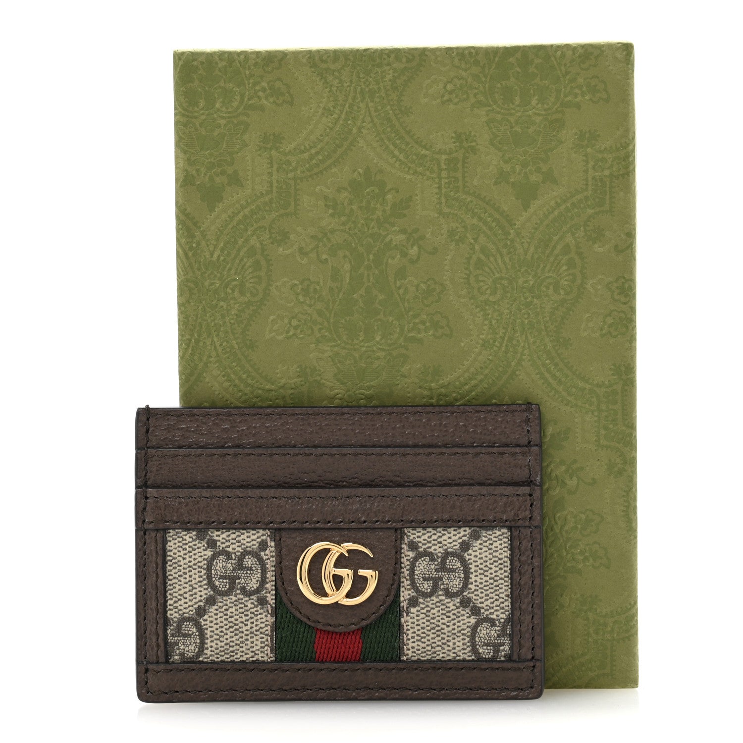 Gucci GG Supreme Monogram Textured Dollar Calfskin Ophidia Card Holder Beige Ebony New Acero 8 of 8