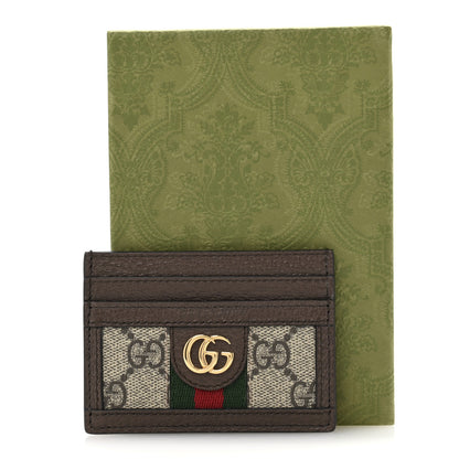 Gucci GG Supreme Monogram Textured Dollar Calfskin Ophidia Card Holder Beige Ebony New Acero 8 of 8