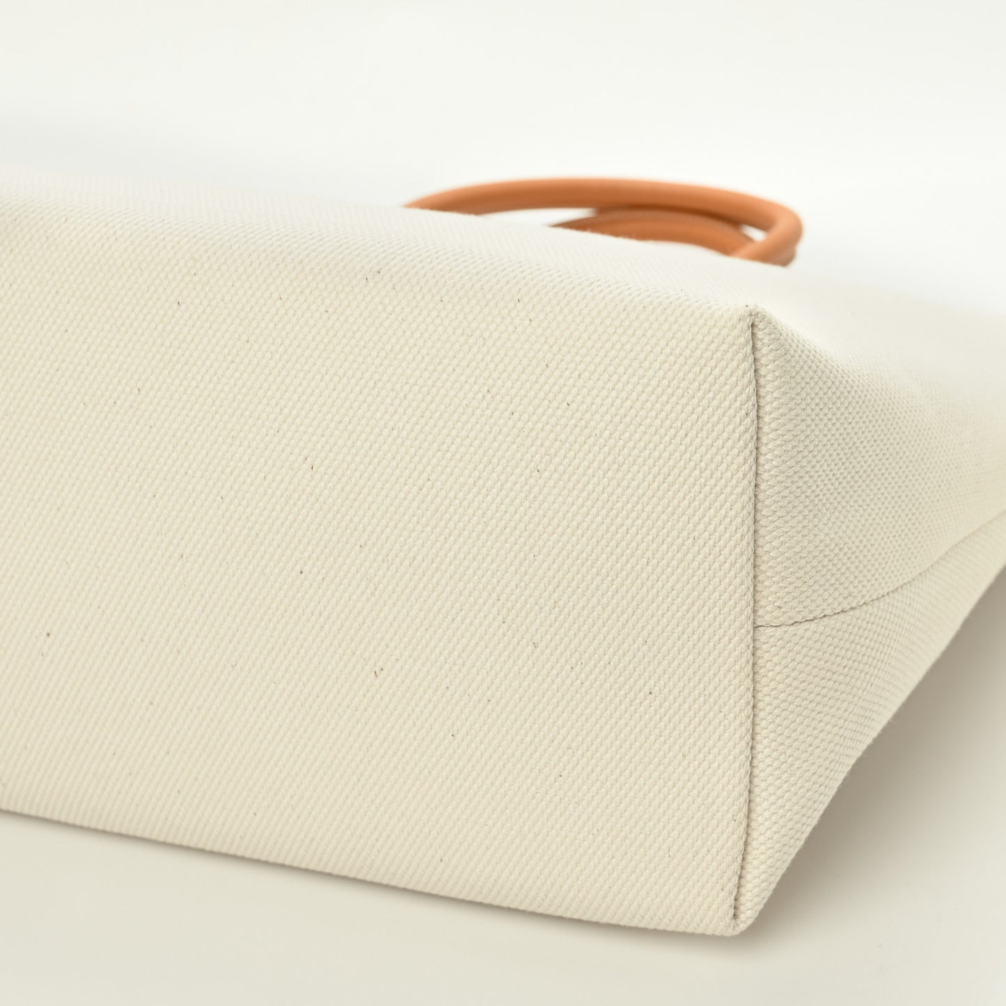 Canvas Calfskin Horizontal Cabas Natural Tan