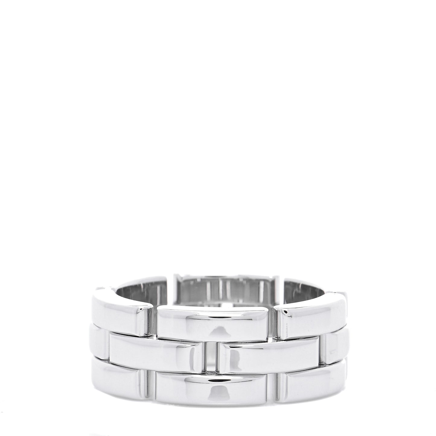 18K White Gold Maillon Panthere 3 Row Ring 54 6.75