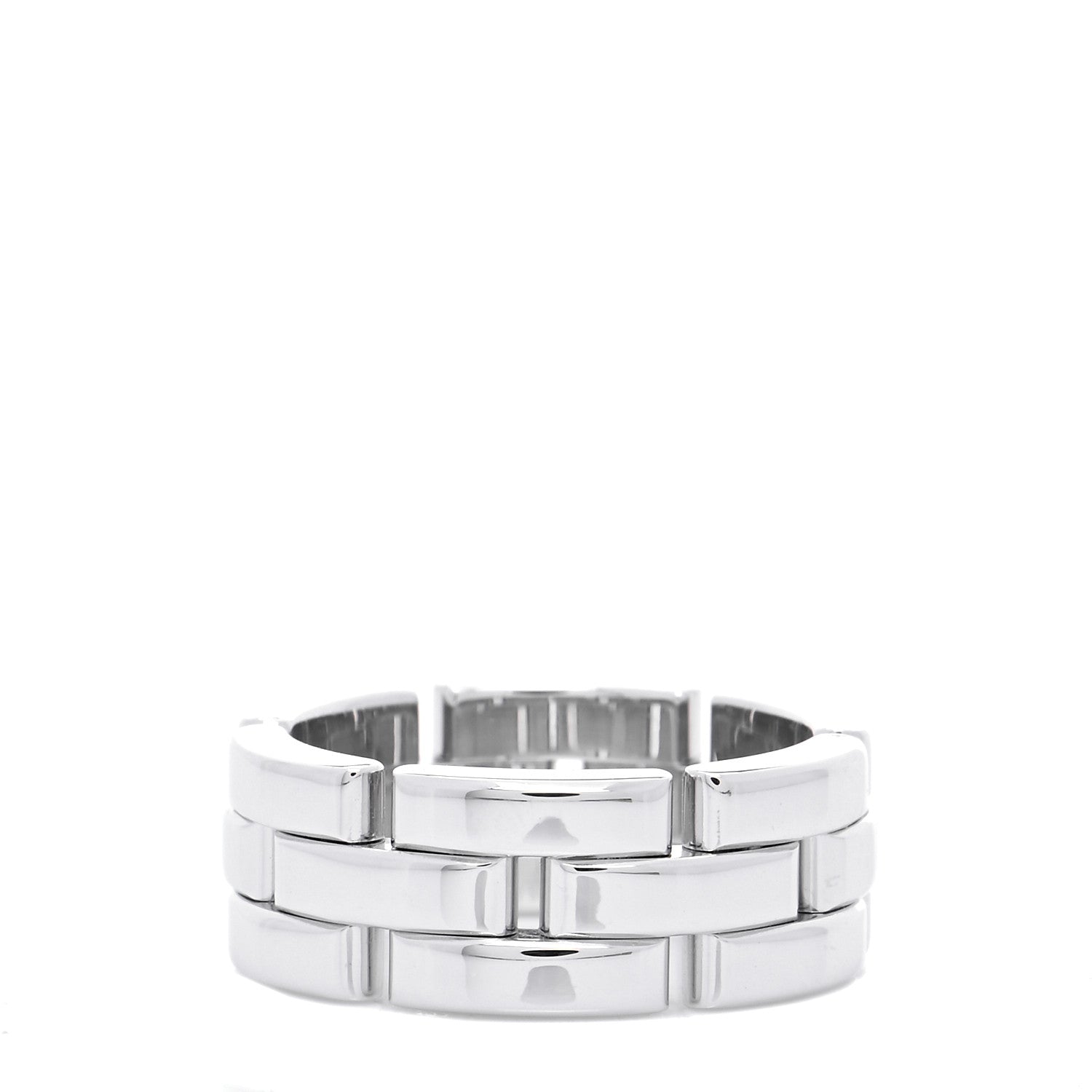 Cartier 18K White Gold Maillon Panthere 3 Row Ring 54 6.75 3 of 6