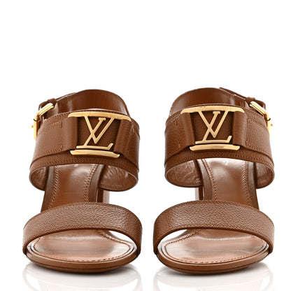 Louis Vuitton Grained Calfskin Horizon Sandals 37.5 Cognac Brown 2 of 8