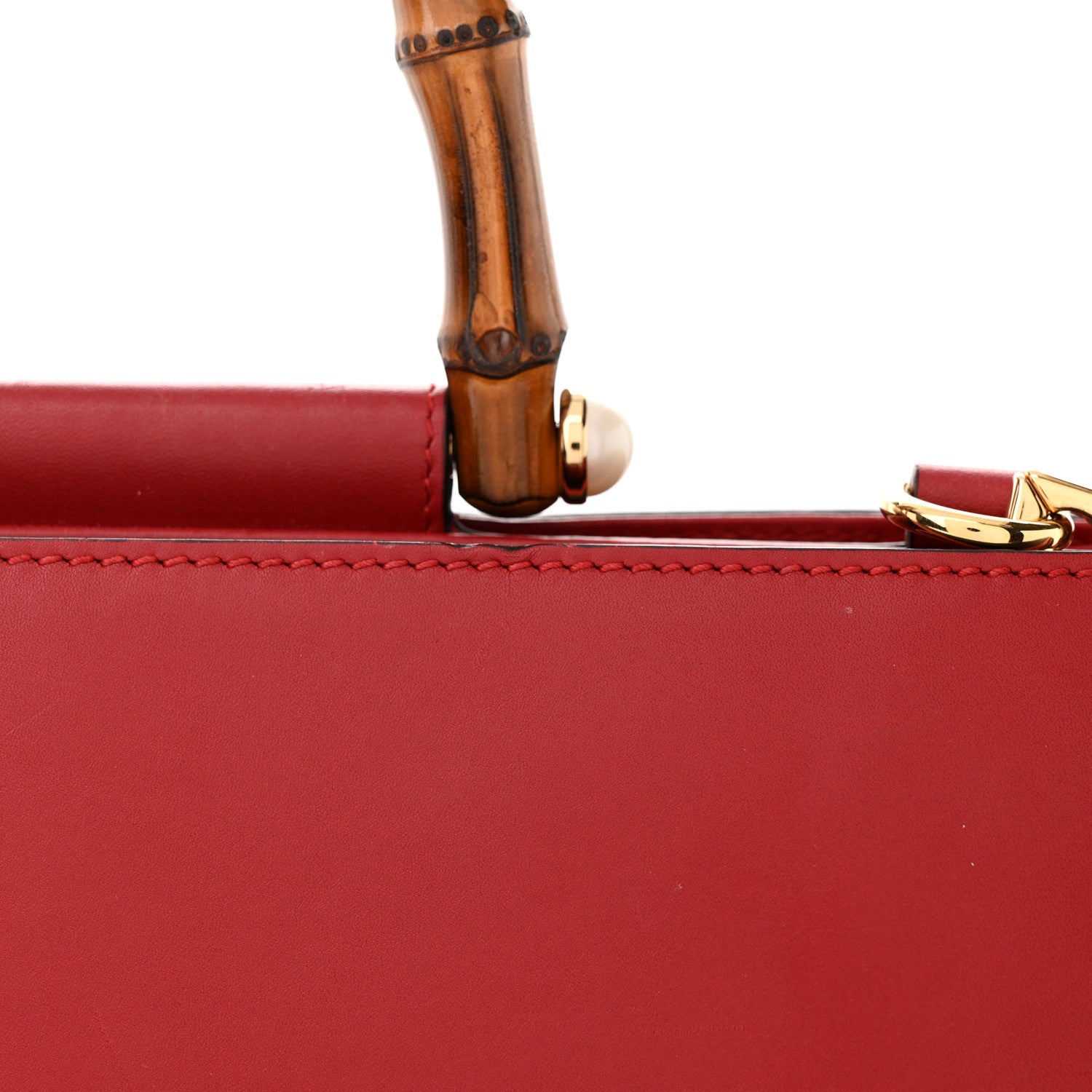Gucci Nappa Bamboo Web Medium Nymphaea Top Handle Bag Hibiscus Red 12 of 16