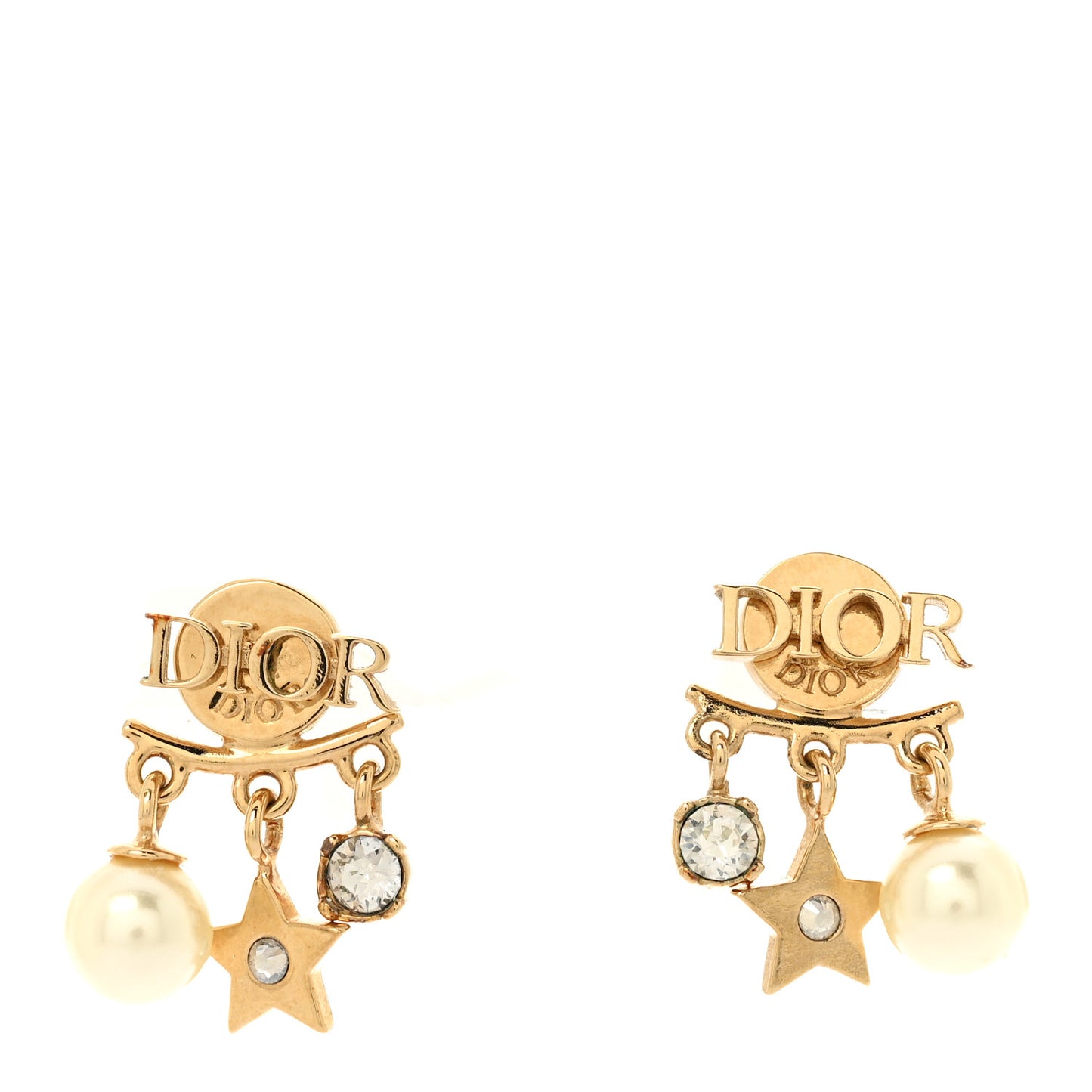 Pearl Crystal Dio(r)evolution Star Earrings Gold White