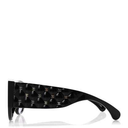 Chanel Acetate Quilted CC Pilot Sunglasses 71465A Black 3 of 8
