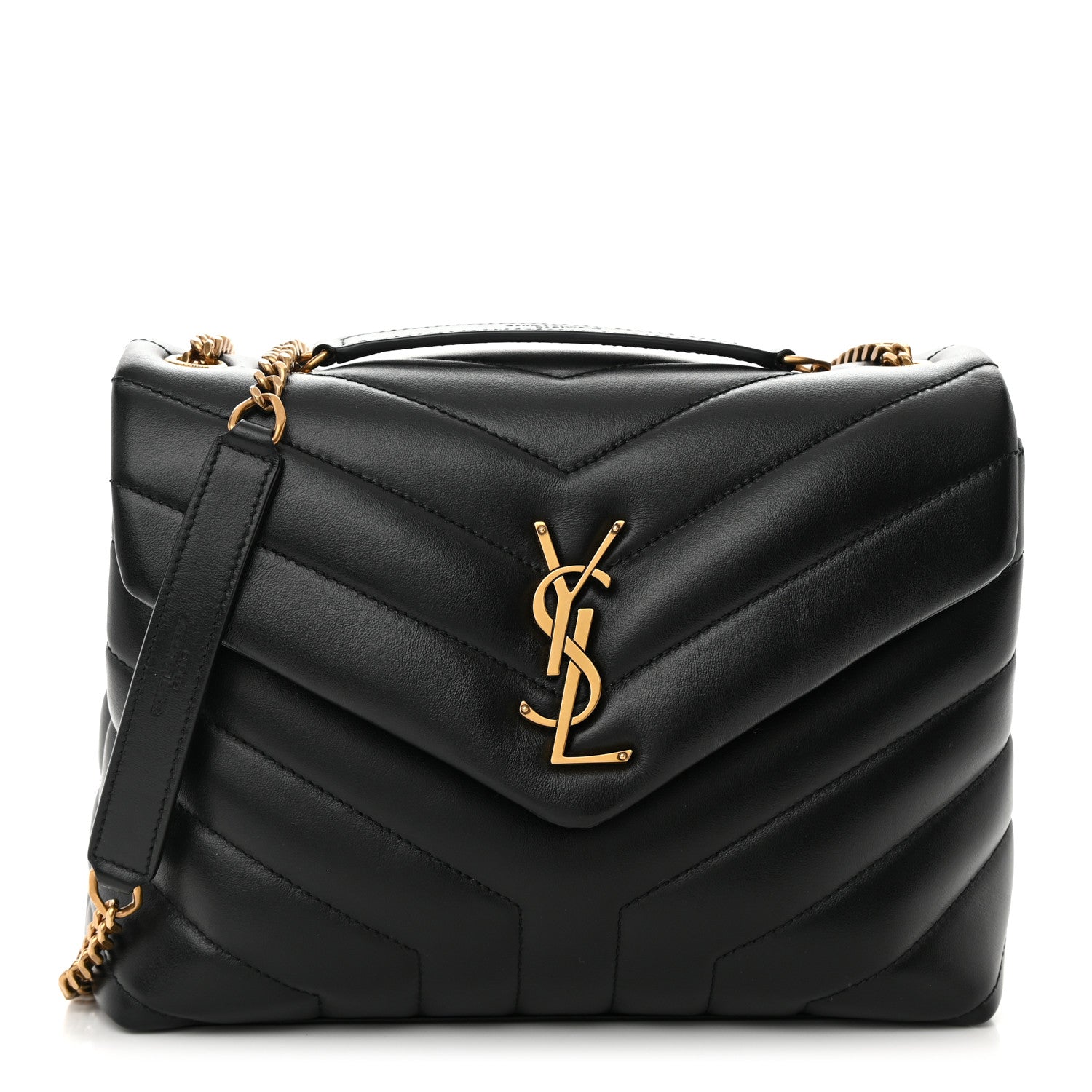 Saint Laurent Calfskin Y Quilted Monogram Small Loulou Chain Satchel Black 1 of 11