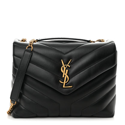 Saint Laurent Calfskin Y Quilted Monogram Small Loulou Chain Satchel Black 1 of 11