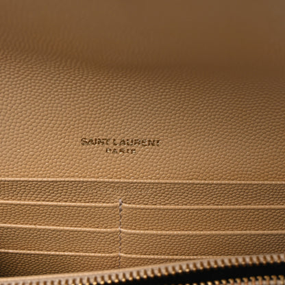 Saint Laurent Grain De Poudre Matelasse Chevron Monogram Flap Wallet Nude Powder 6 of 7