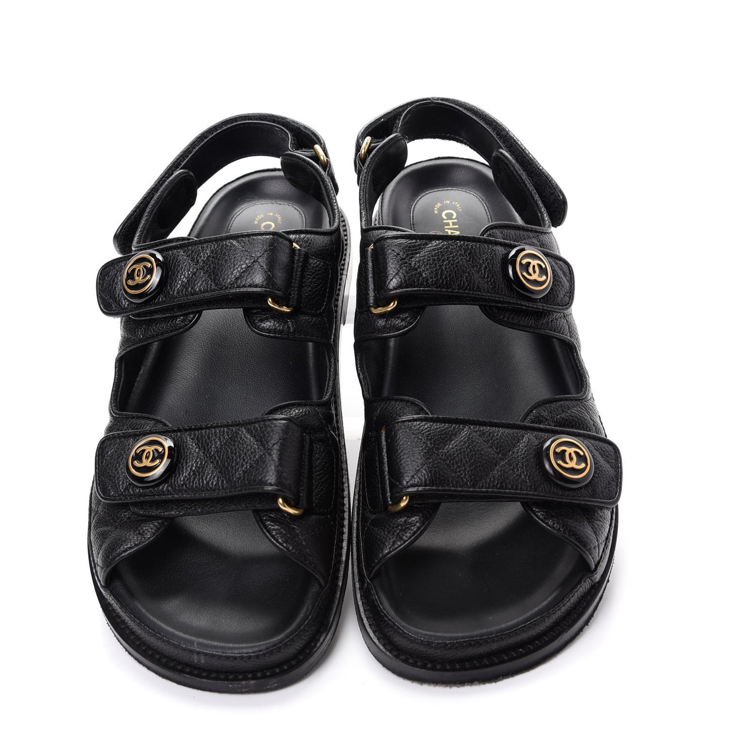 Grained Calfskin Velcro Dad Sandals 39.5 Black