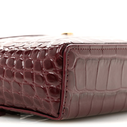 Chanel Calfskin Crocodile Embossed Crococo Top Handle Slim Vanity Case With Chain Dark Burgundy 9 of 11