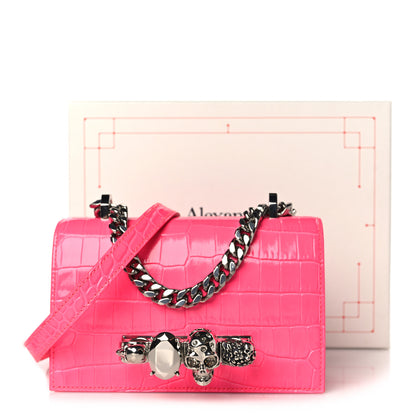 Alexander McQueen Shiny Crocodile Embossed Jeweled Satchel Peony Pink 10 of 10