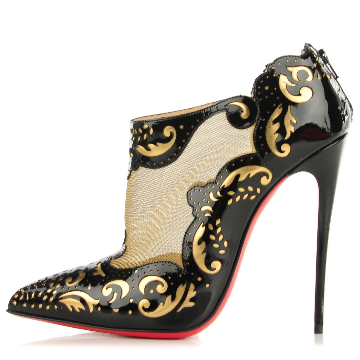 Patent Mesh Lasercut Mandolina 120 Booties 39.5 Black