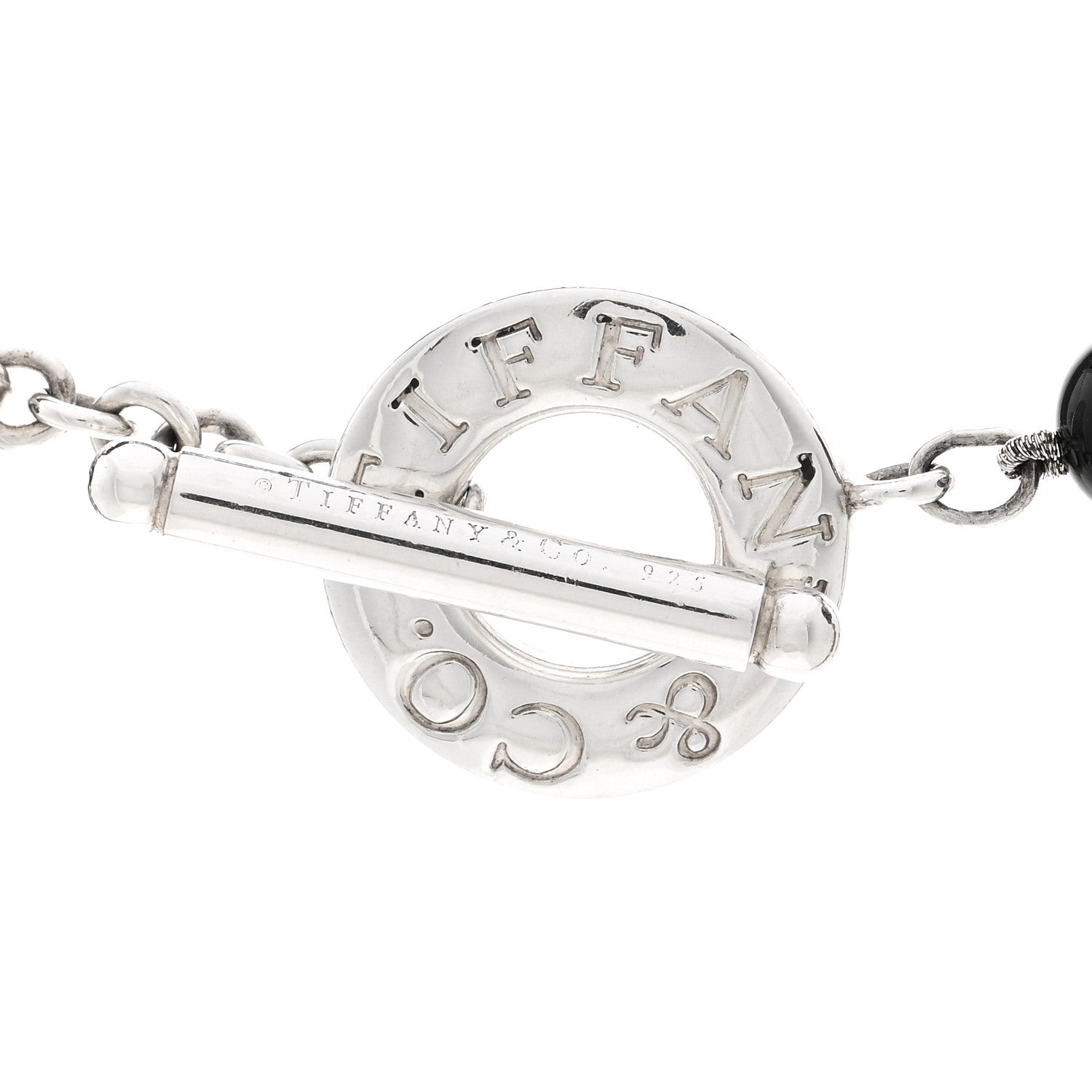 Tiffany Sterling Silver Black Onyx Bead Toggle Necklace 4 of 4