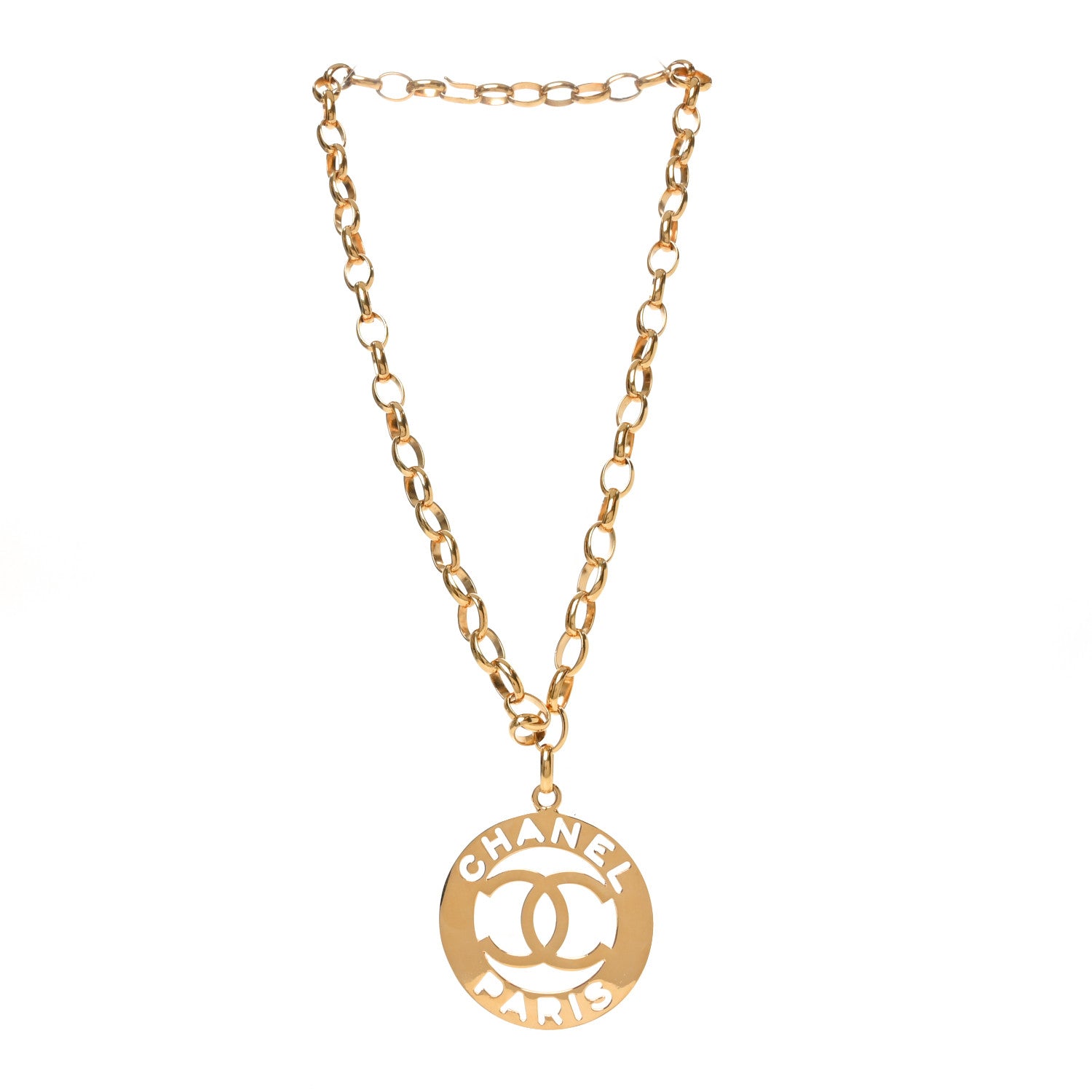 Chanel Metal Oversized Coco Chanel Medallion Necklace Gold 3 of 5