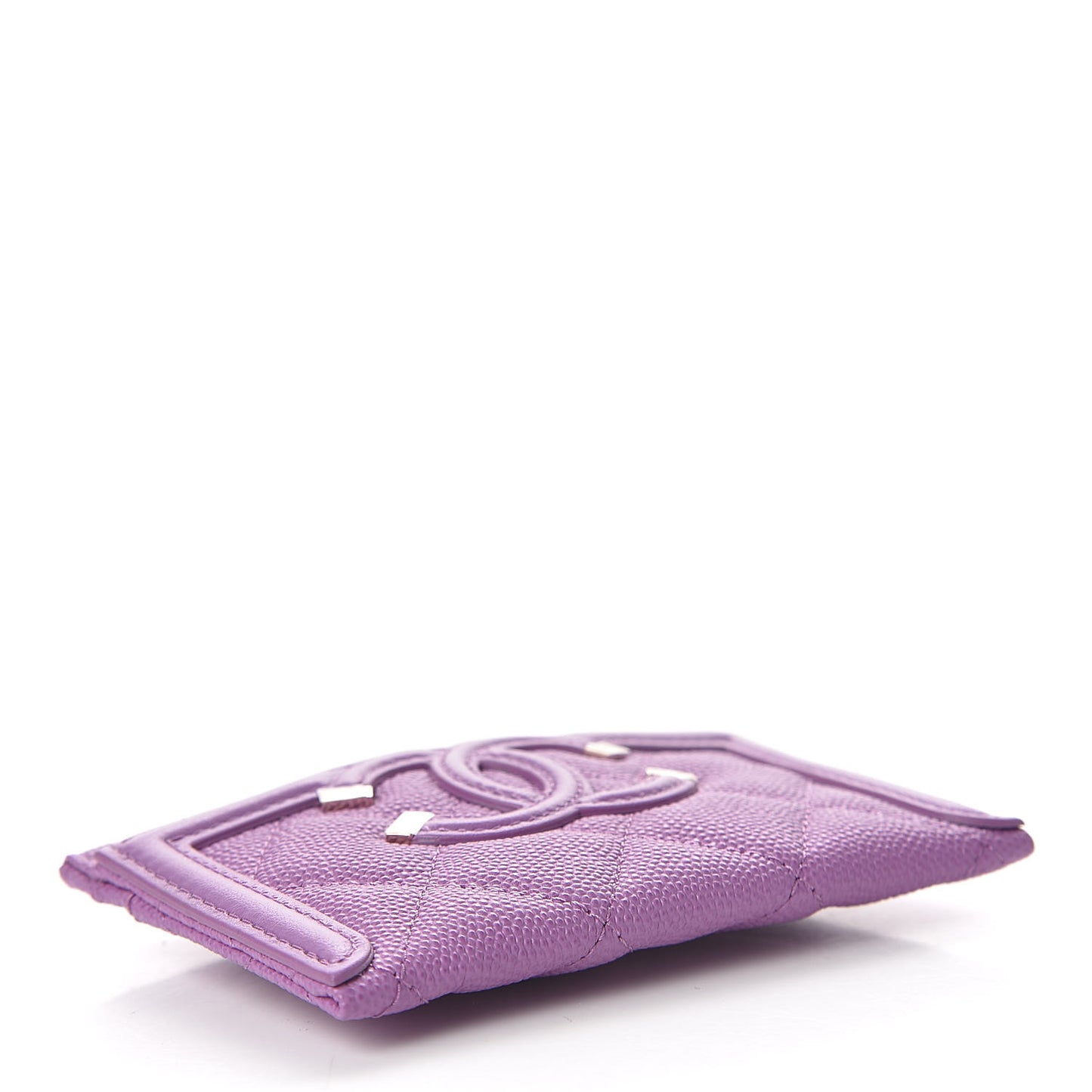 Caviar Quilted Filigree Card Holder Purple
