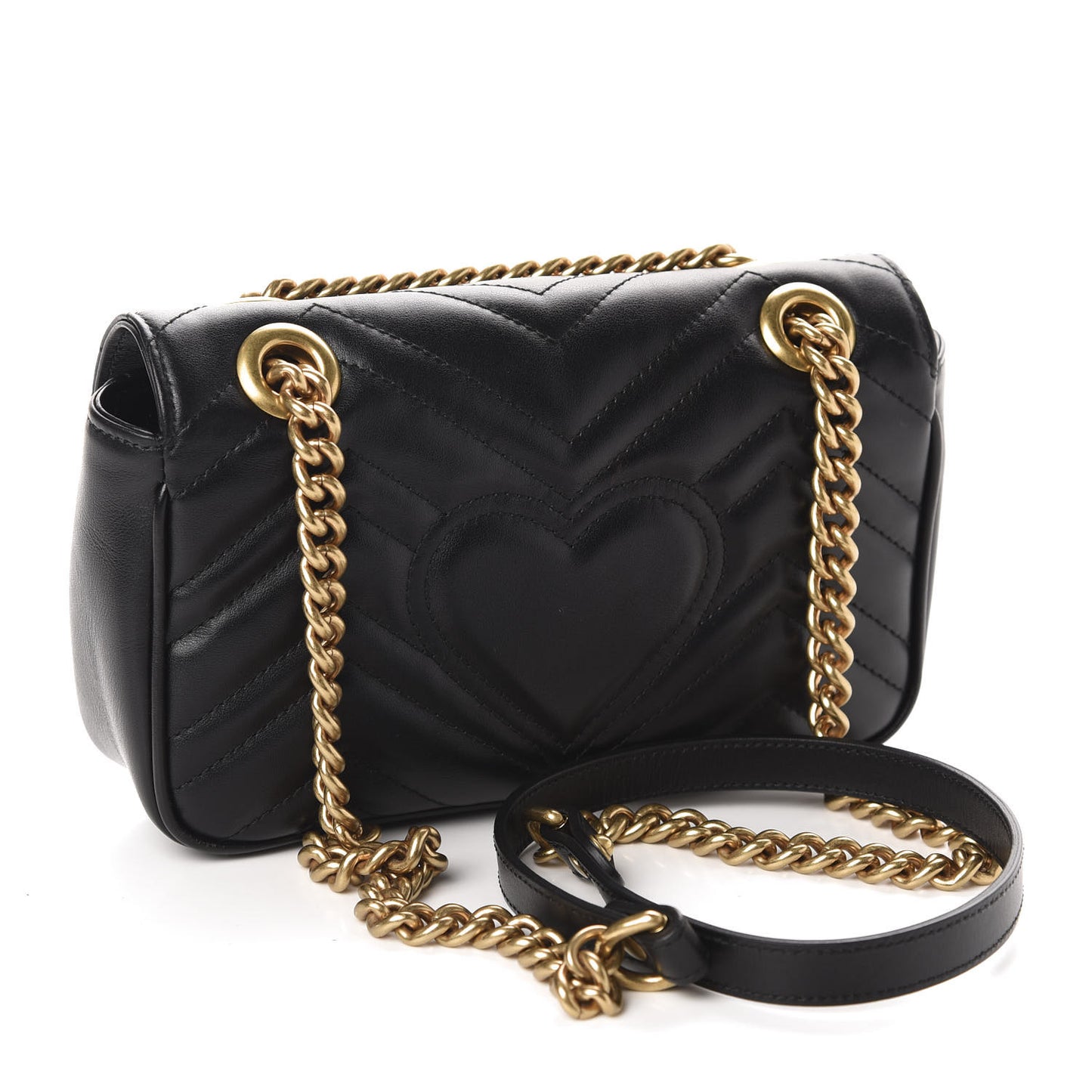 Calfskin Matelasse Mini GG Marmont Shoulder Bag Black