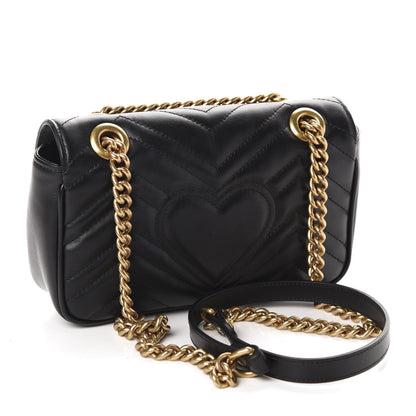 Gucci Calfskin Matelasse Mini GG Marmont Shoulder Bag Black 3 of 10