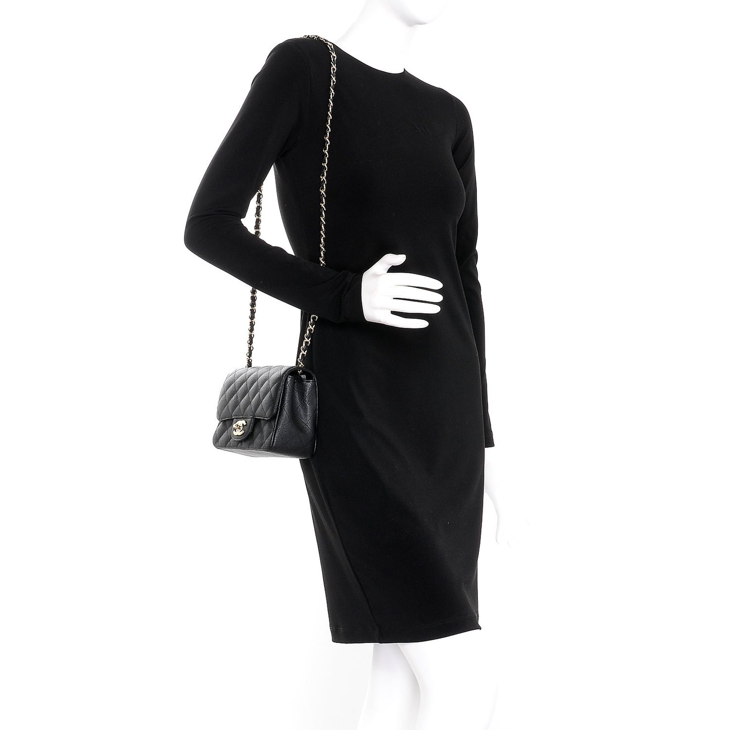 Caviar Quilted Mini Square Flap Black