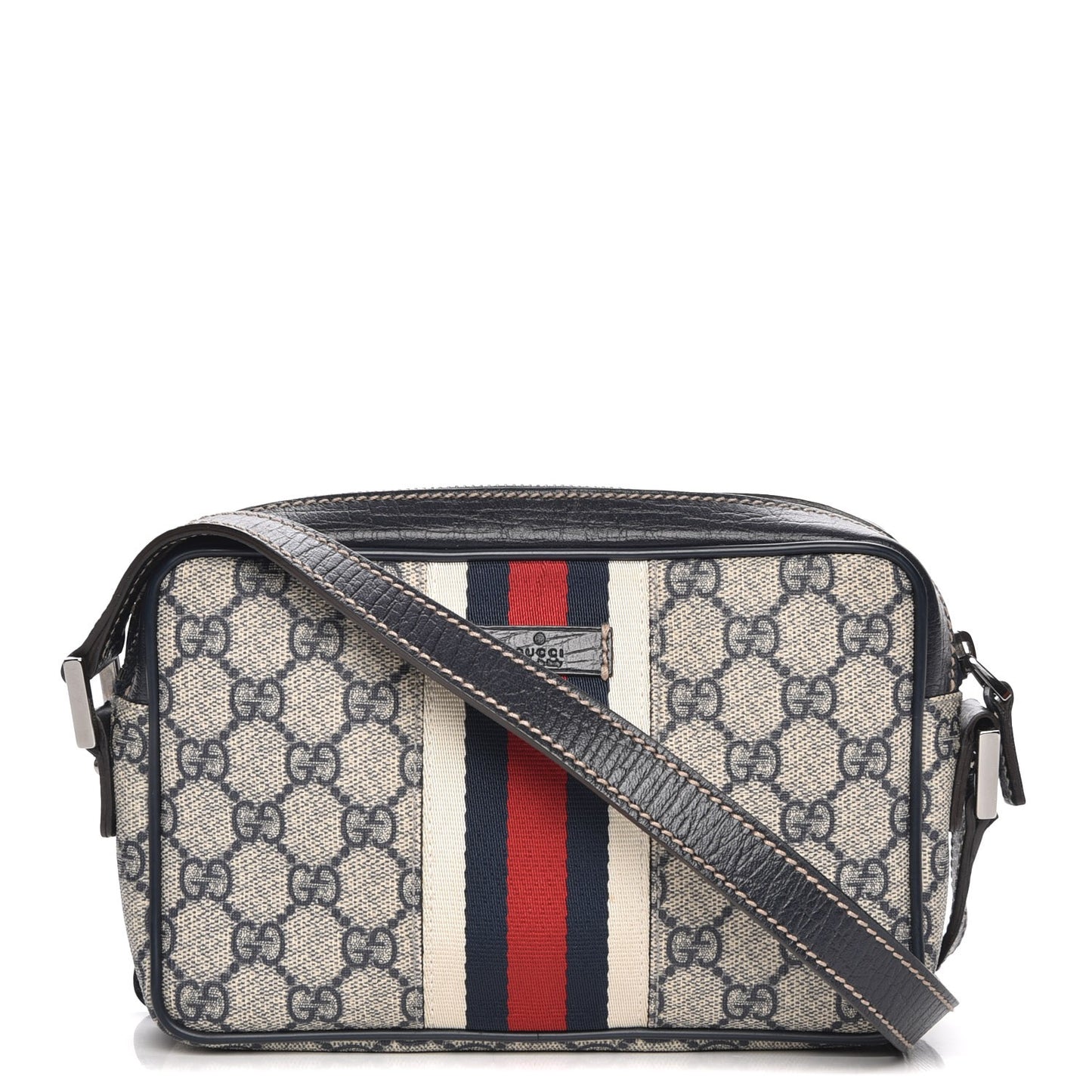 GG Supreme Monogram Web Small Shoulder Bag Navy