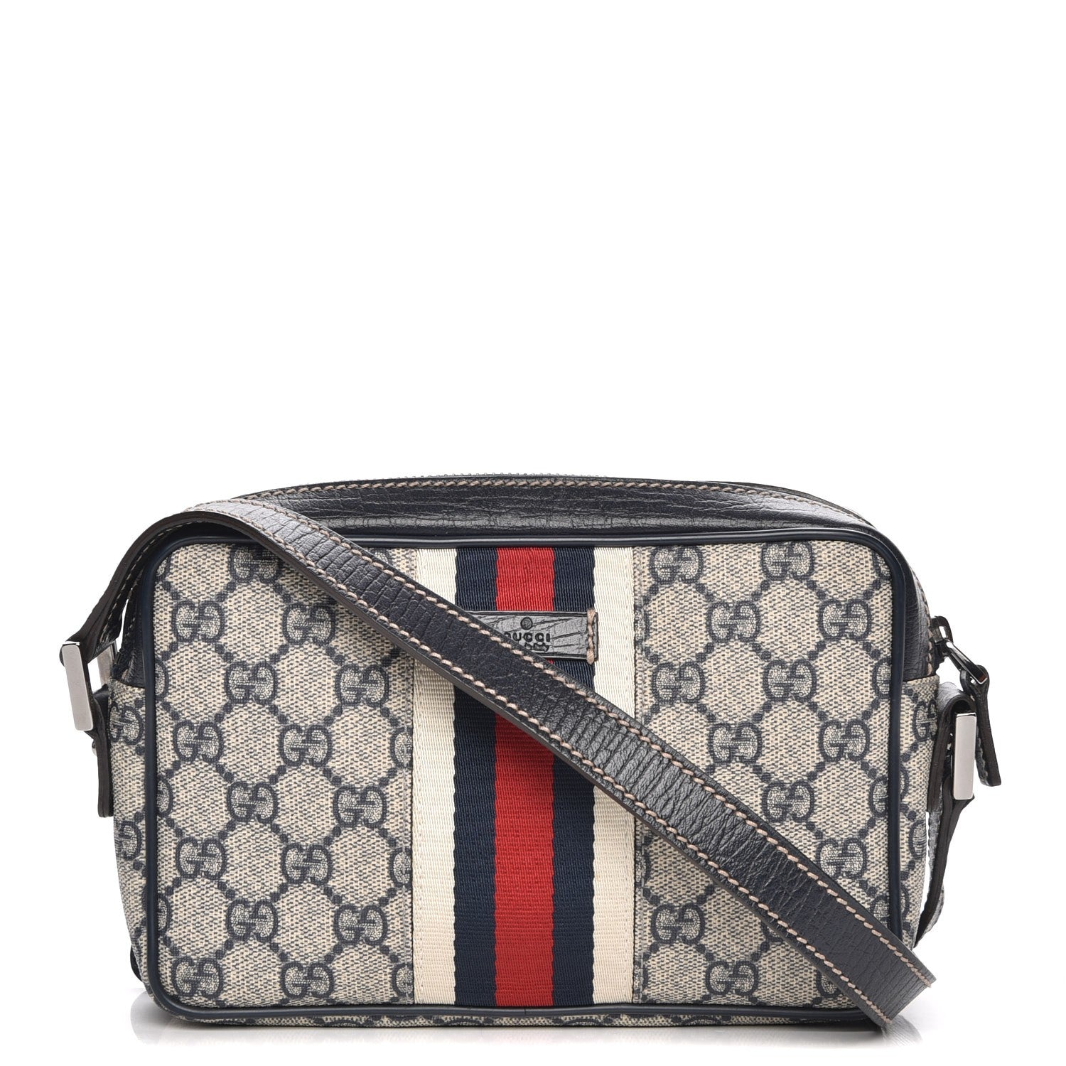 Gucci GG Supreme Monogram Web Small Shoulder Bag Navy 1 of 7