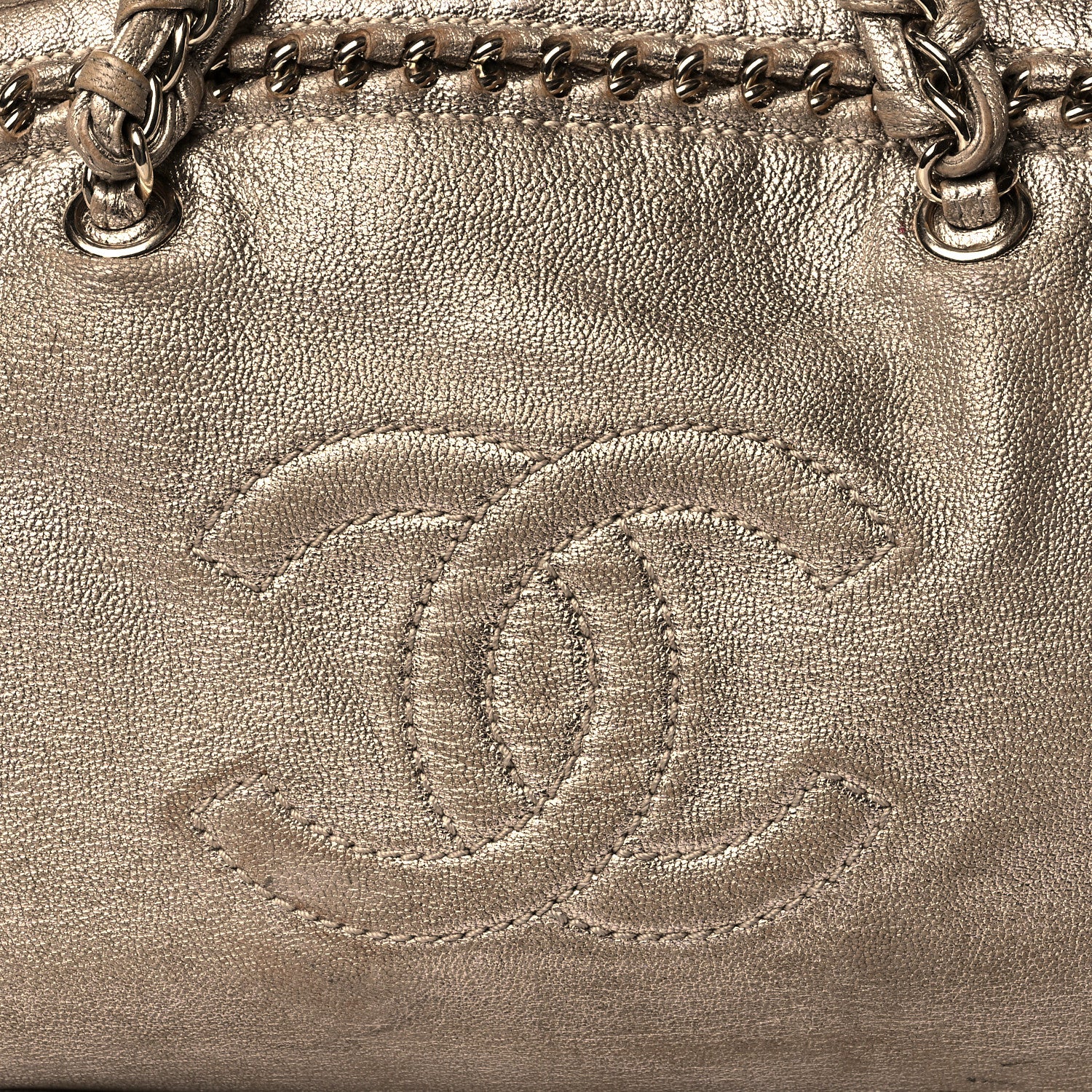 Chanel Metallic Goatskin Large Luxe Ligne Bowler Gold 7 of 15