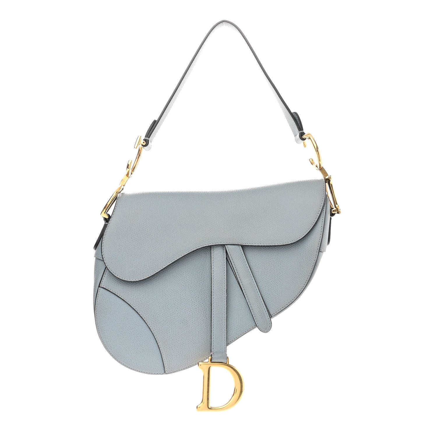 Christian Dior Grained Calfskin Saddle Bag Grey Stone 1 of 15