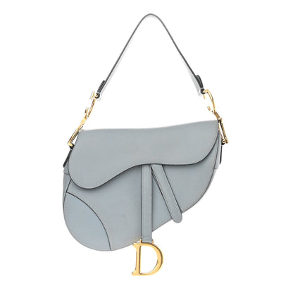 Christian Dior Grained Calfskin Saddle Bag Grey Stone 1 of 15