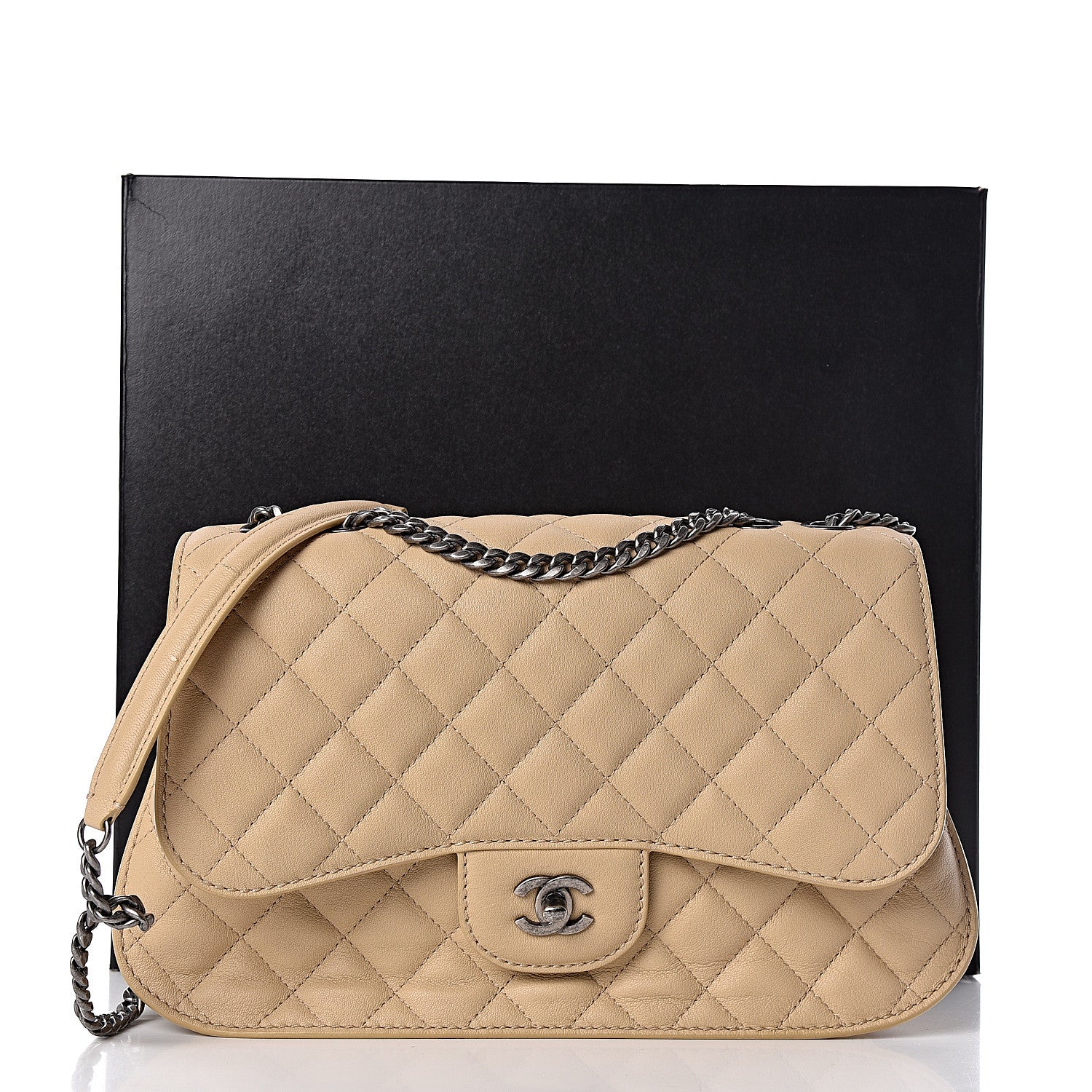 Chanel Lambskin Quilted Large Natural CC Flap Beige 12 of 12
