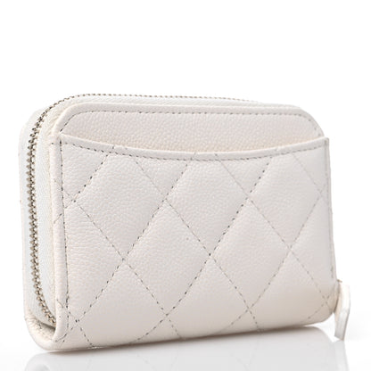 Chanel Caviar Quilted Zip Coin Purse White 3 of 8
