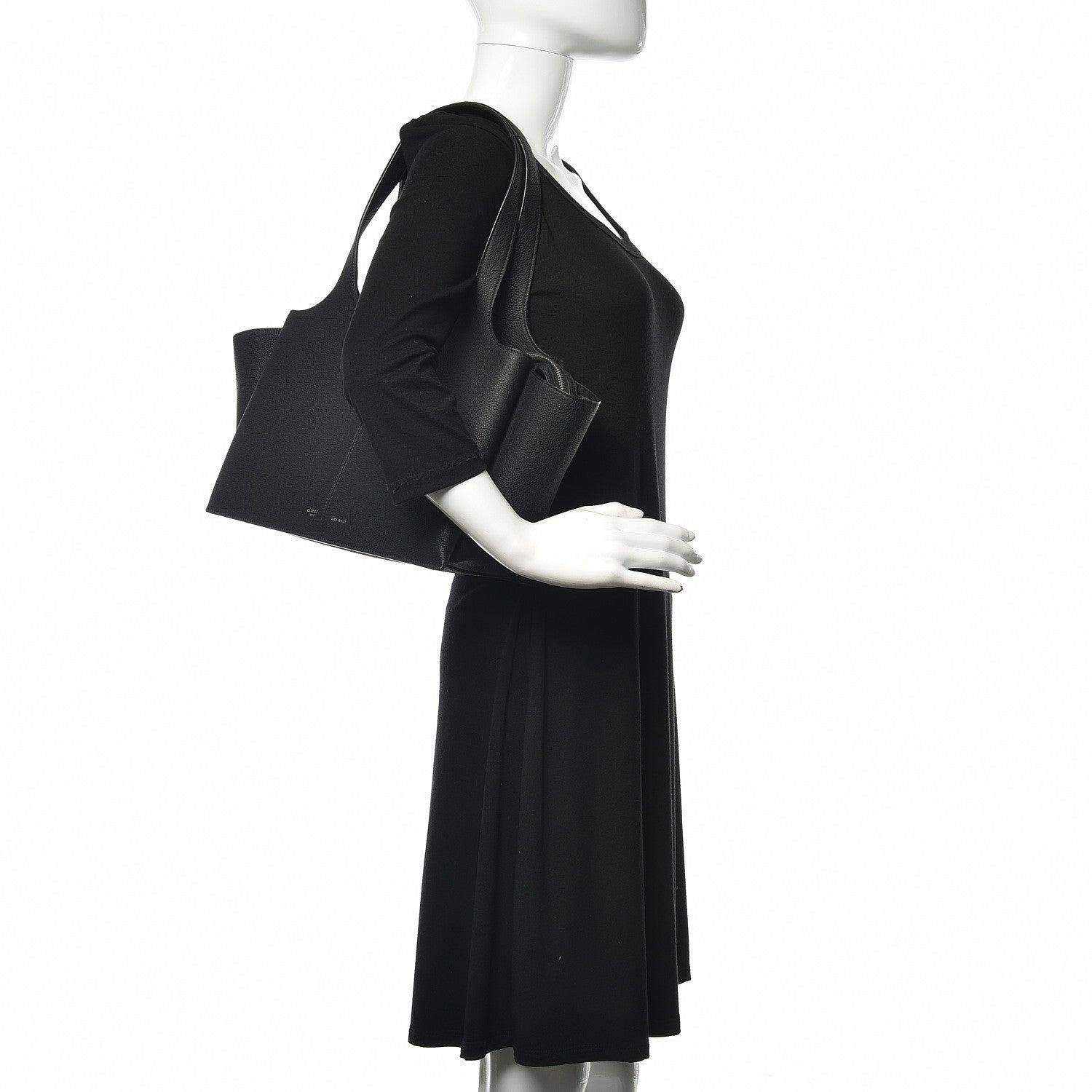 Celine Baby Grained Calfskin Small Tri-Fold Bag Black 2 of 9
