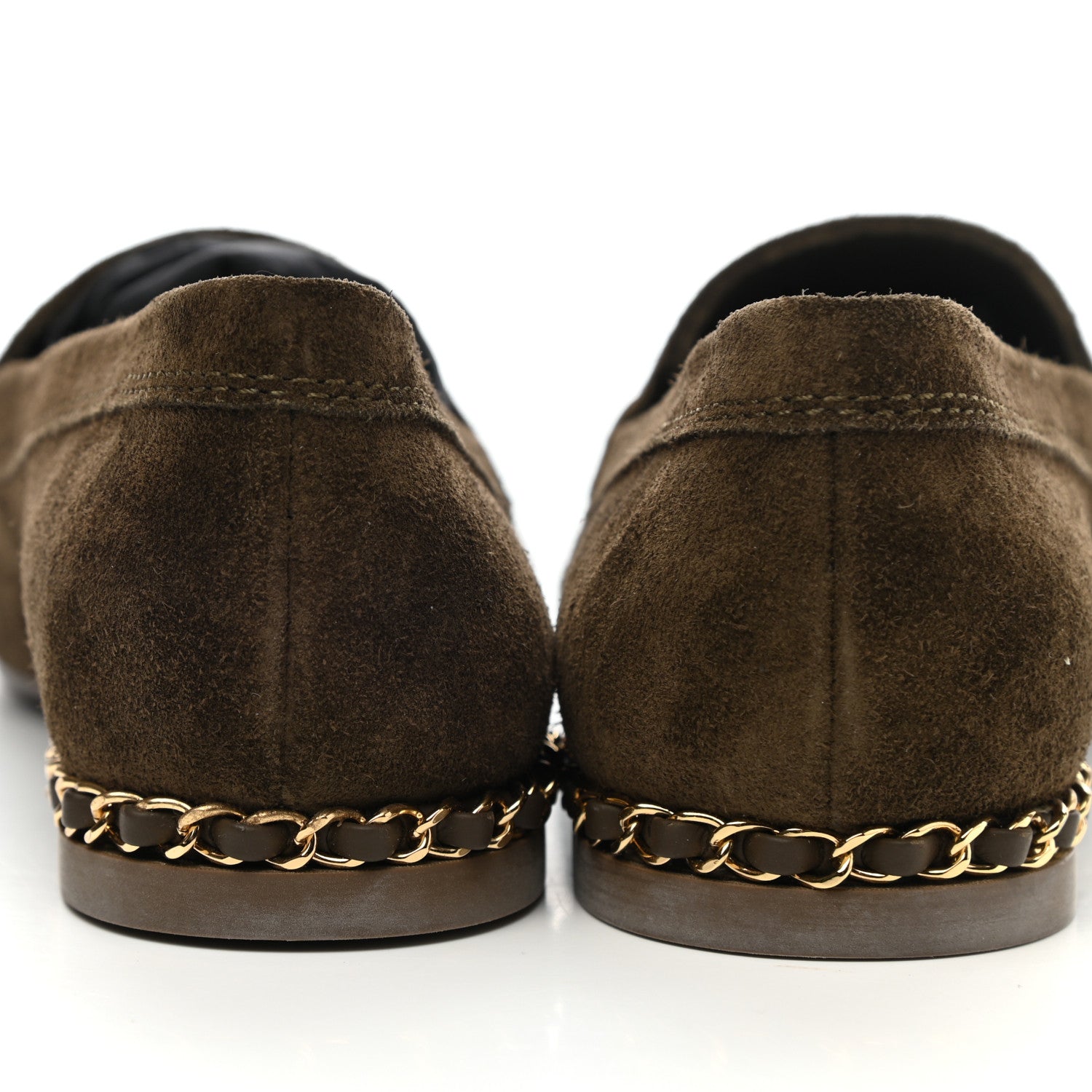 Chanel Suede Calfskin CC Chain Mocassin Loafers 37.5 Brown 9 of 9