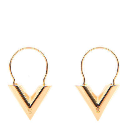 Louis Vuitton Brass Essential V Hoop Earrings Gold 1 of 5