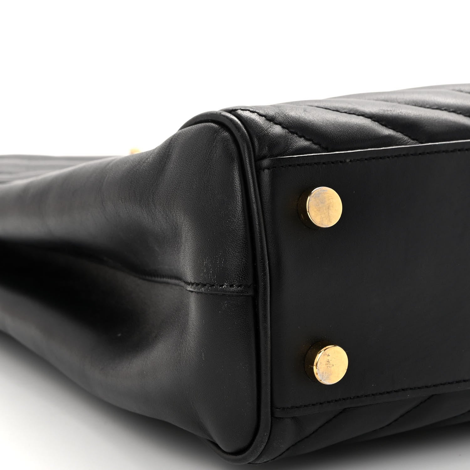 Saint Laurent Lambskin Matelasse Chevron Monogram Shopping Bag Black 9 of 11