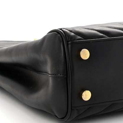 Saint Laurent Lambskin Matelasse Chevron Monogram Shopping Bag Black 9 of 11