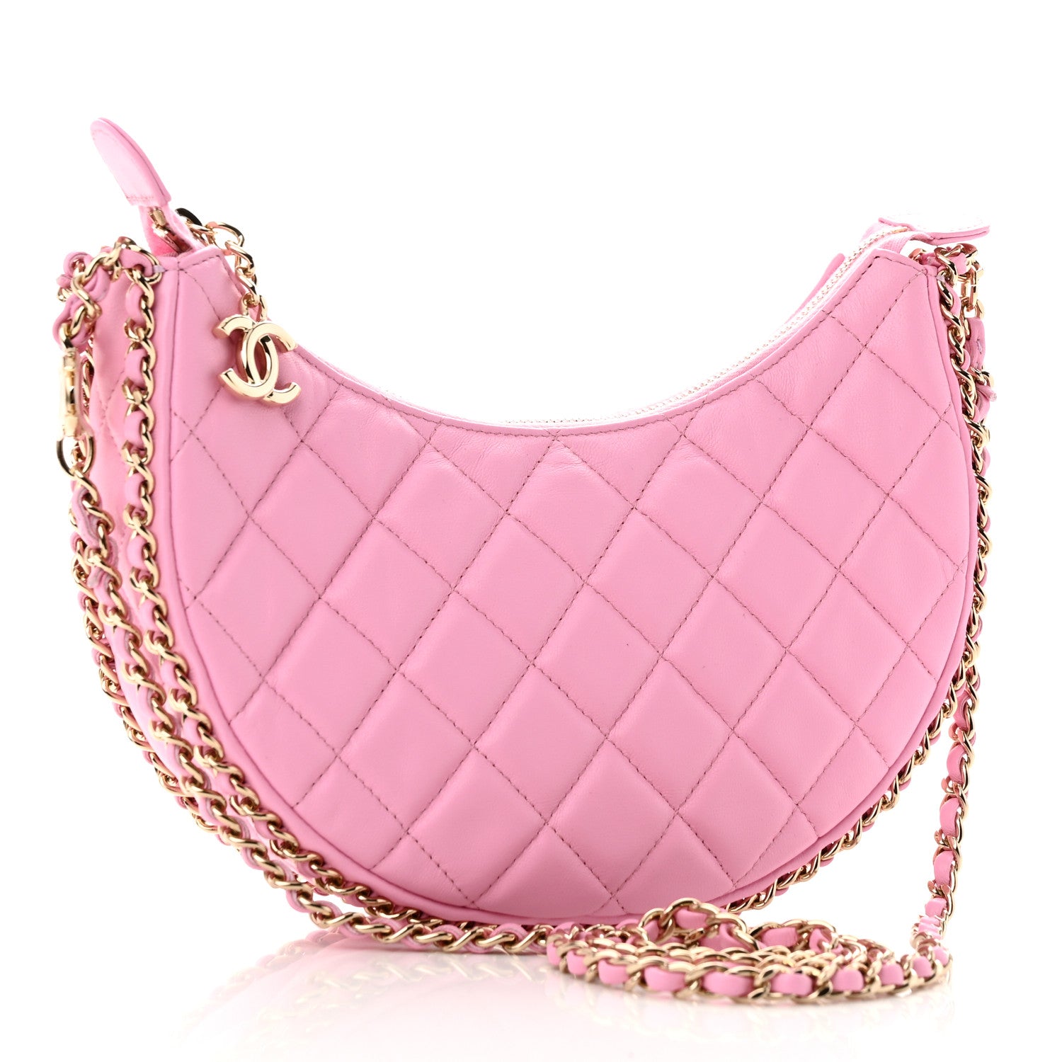 Chanel Lambskin Quilted Small Hobo Bag Pink 3 of 10