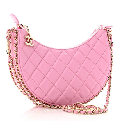 Chanel Lambskin Quilted Small Hobo Bag Pink 3 of 10