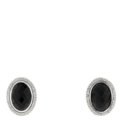 David Yurman Sterling Silver Diamond Black Onyx 14mm Oval Earrings 1 of 4