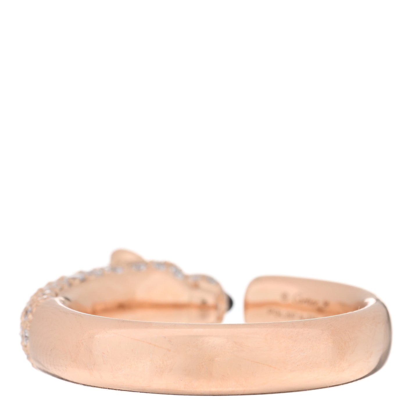 18K Pink Gold Diamond Emerald Onyx Panthere De Cartier Ring 58 8.25